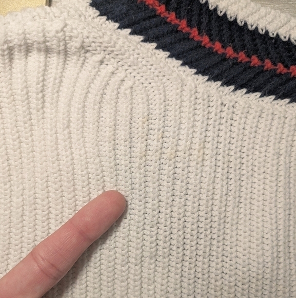 Cabi White Ribbed V-Neck Bell Sleeve Ace Pullover Sweater Preppy Classic - Picture 11 of 12